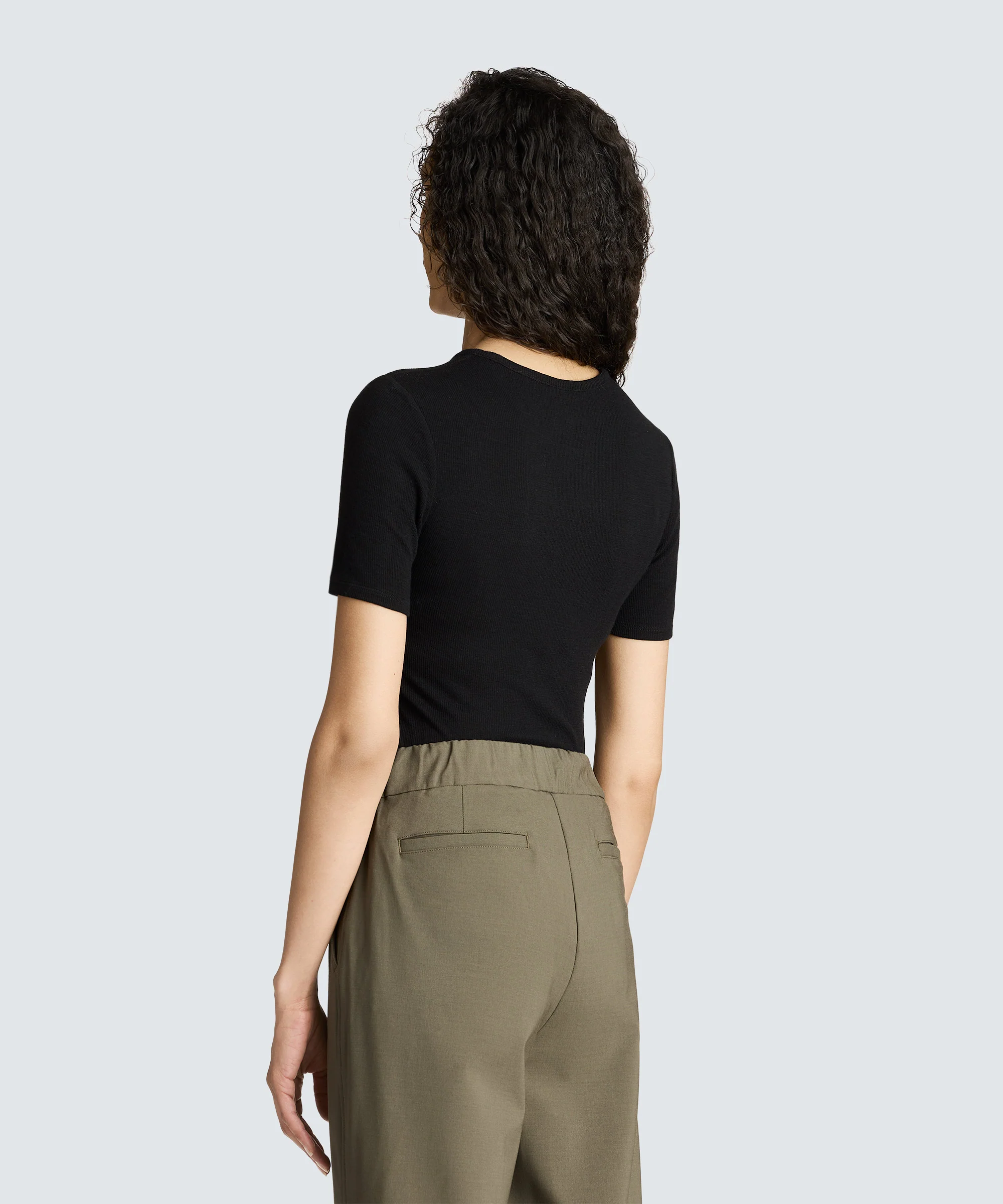 Women's Rib Fitted Crew Neck T-Shirt - Image 21