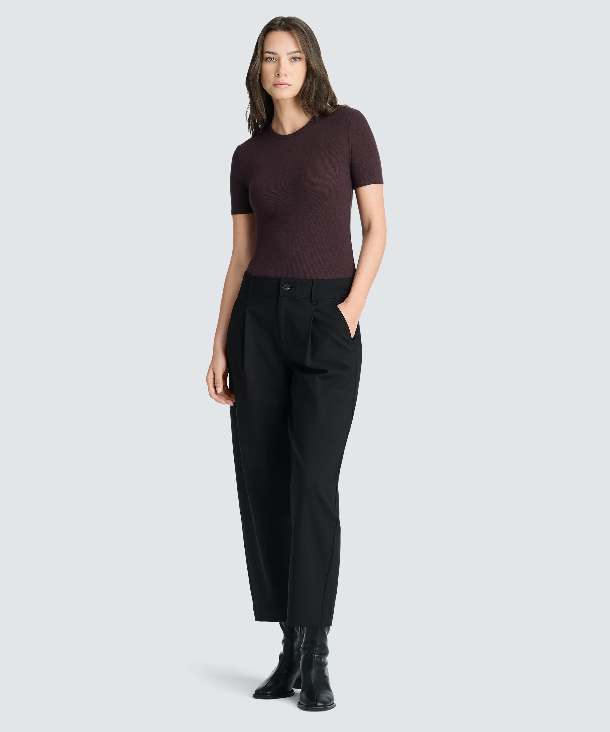 Women's Rib Fitted Crew Neck T-Shirt - Image 24