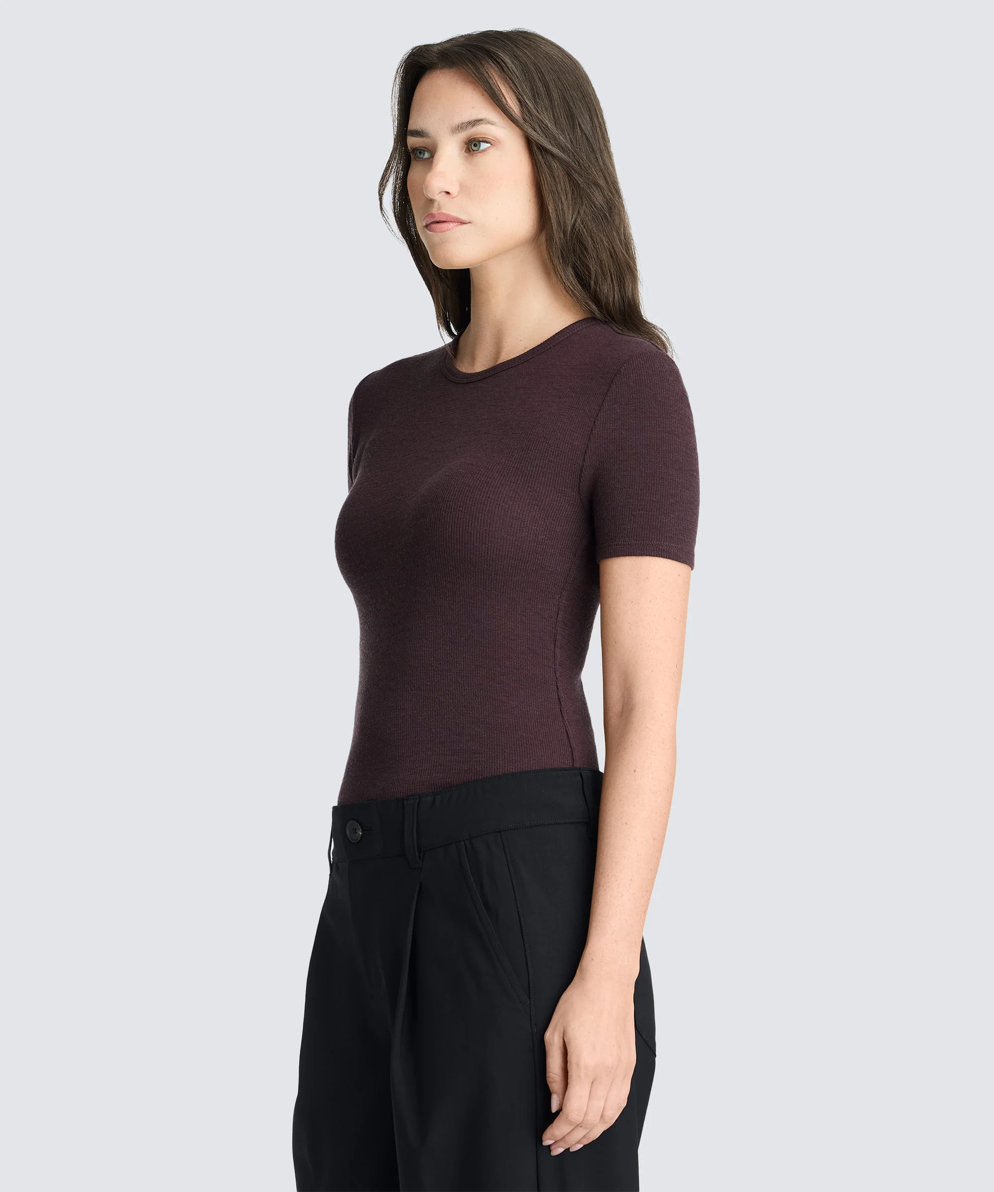 Women's Rib Fitted Crew Neck T-Shirt - Image 25