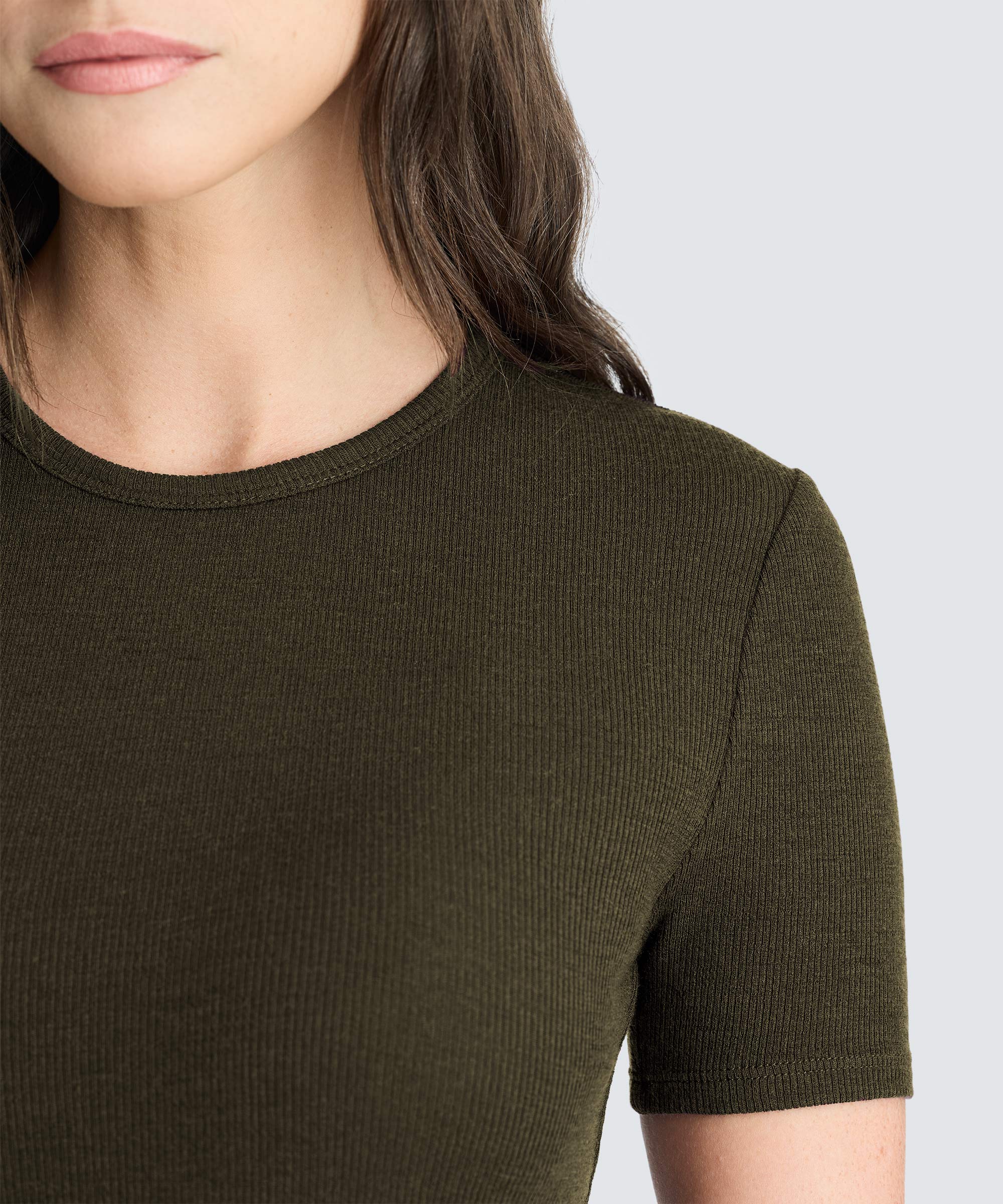 Women's Rib Fitted Crew Neck T-Shirt - Image 31