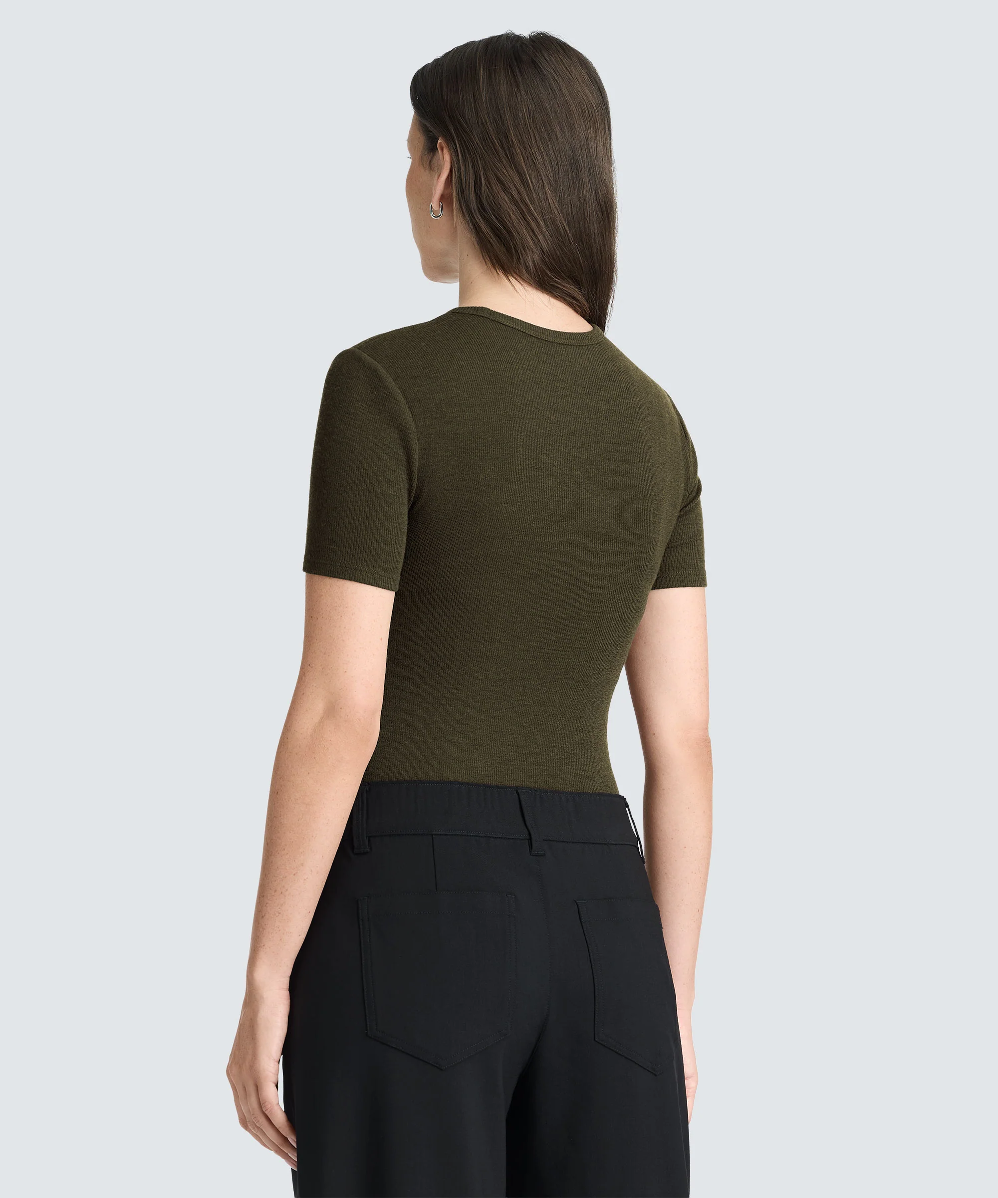 Women's Rib Fitted Crew Neck T-Shirt - Image 33