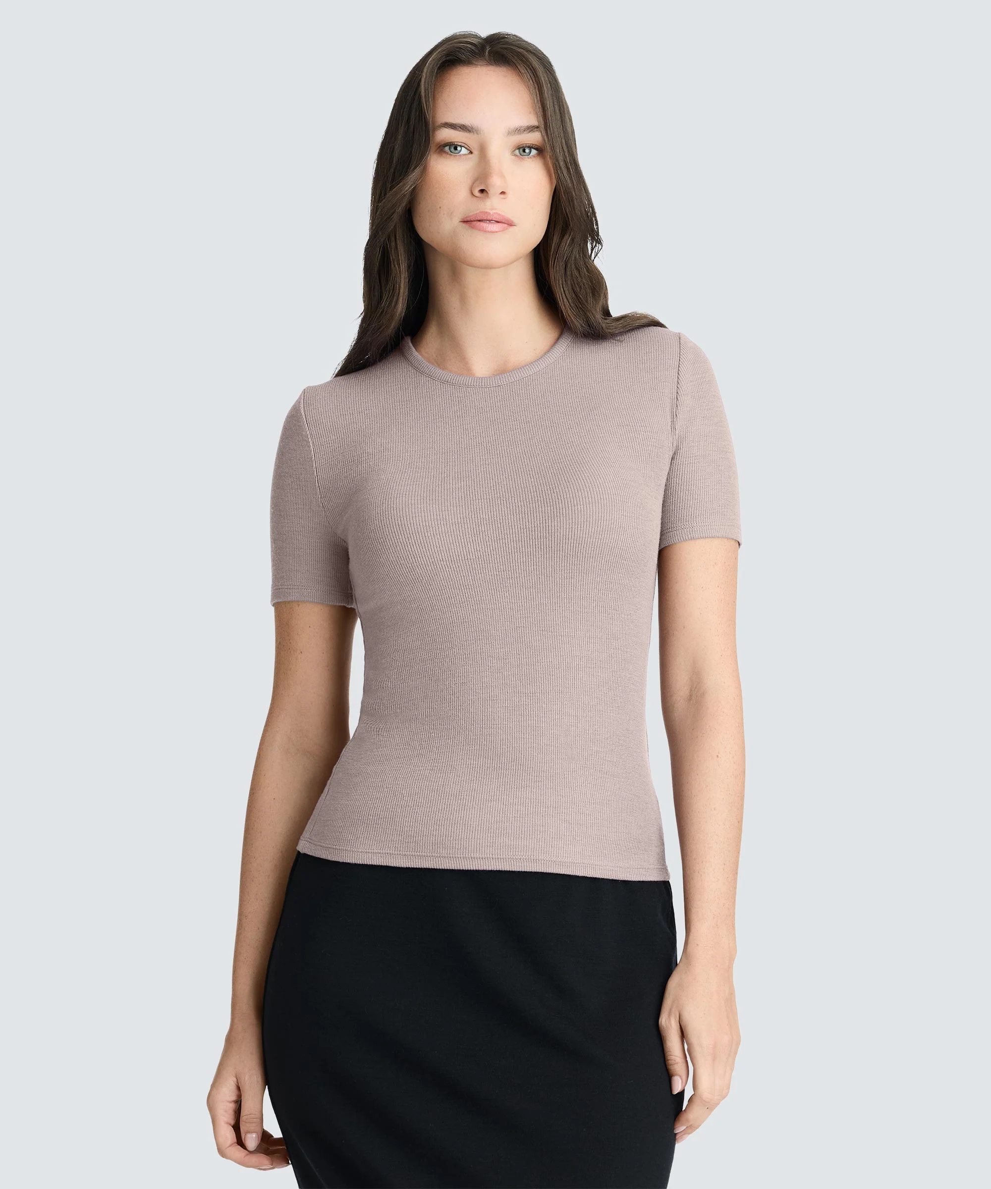 Women's Rib Fitted Crew Neck T-Shirt - Image 35