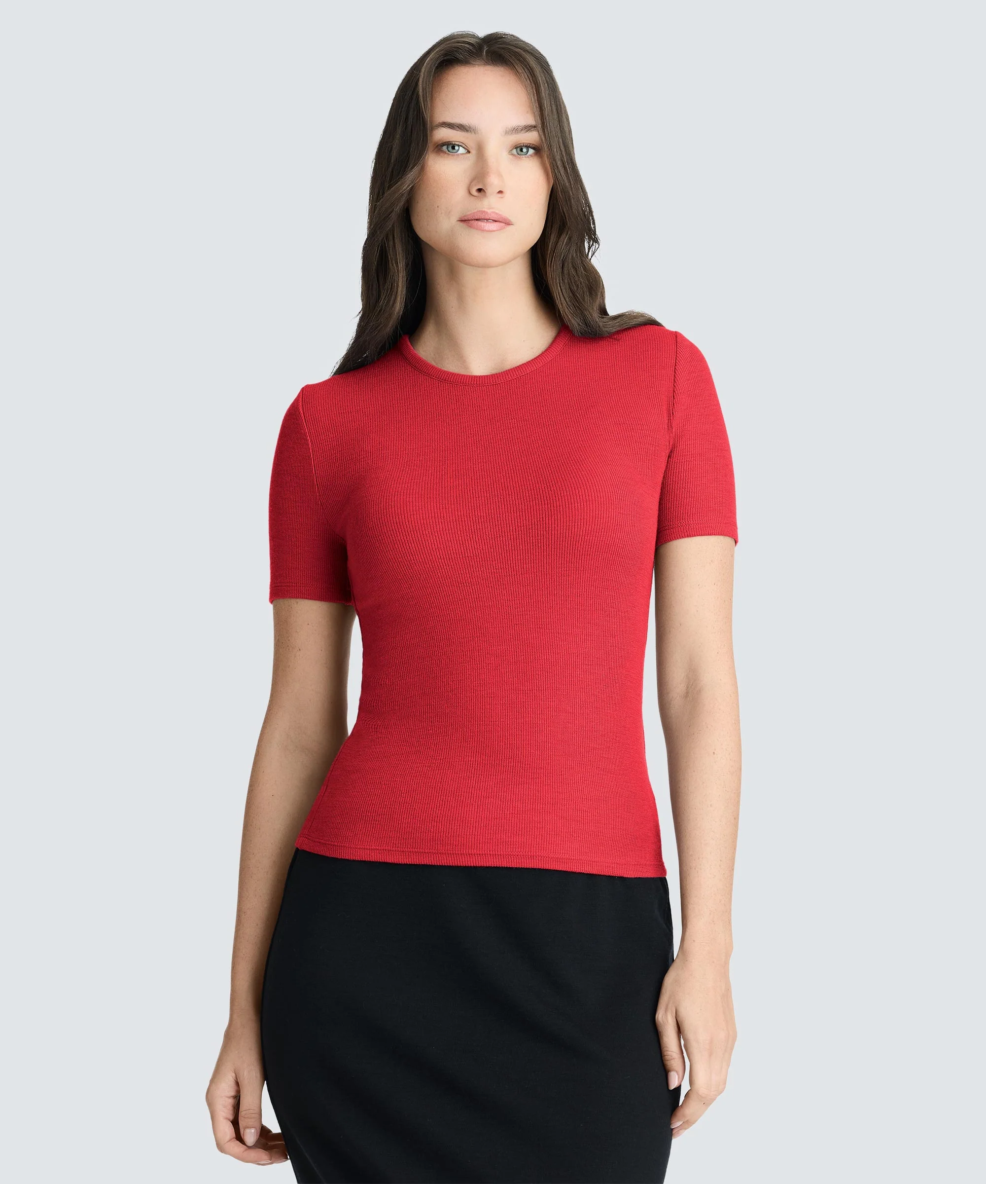 Women's Rib Fitted Crew Neck T-Shirt - Image 41