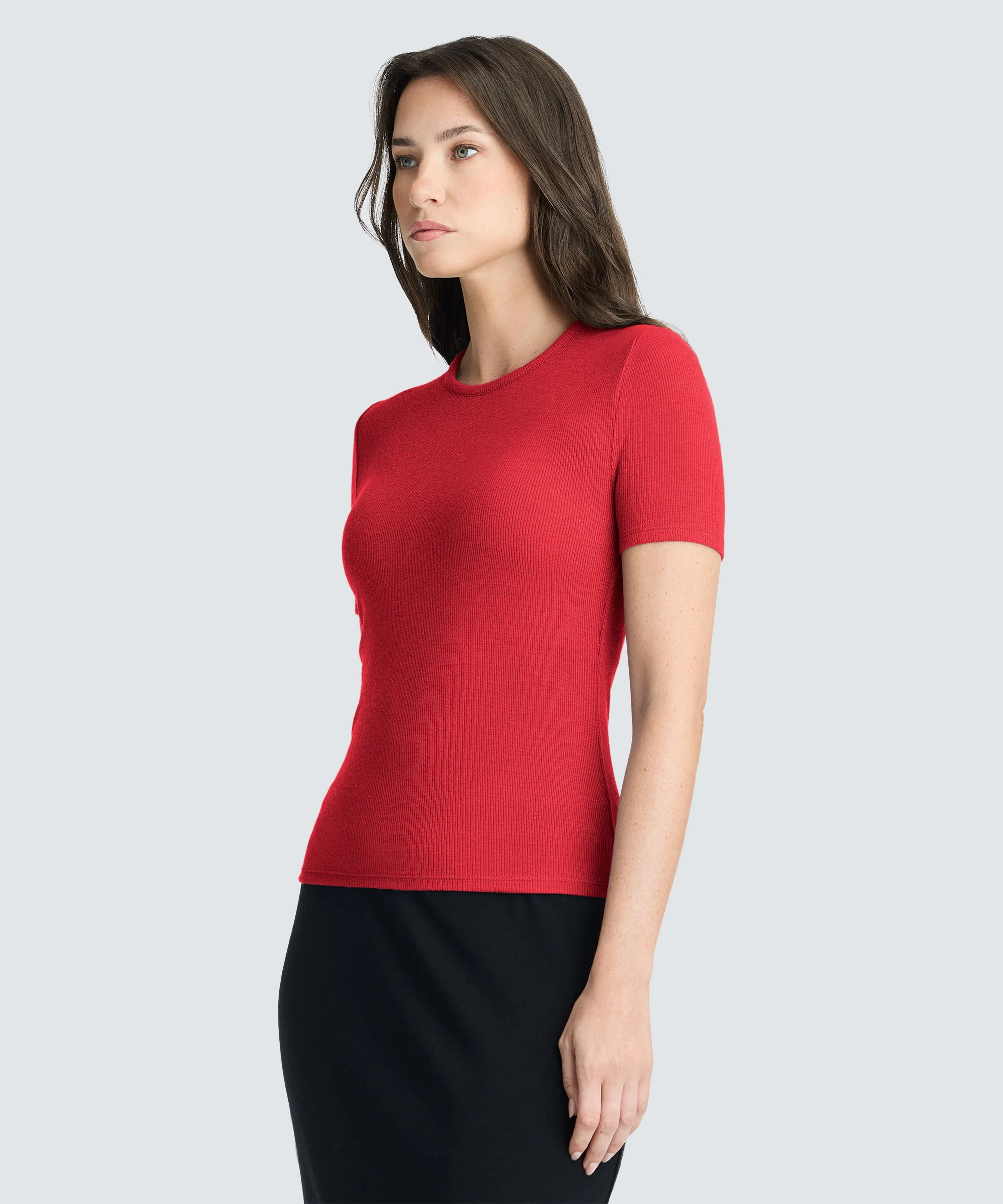 Women's Rib Fitted Crew Neck T-Shirt - Image 43