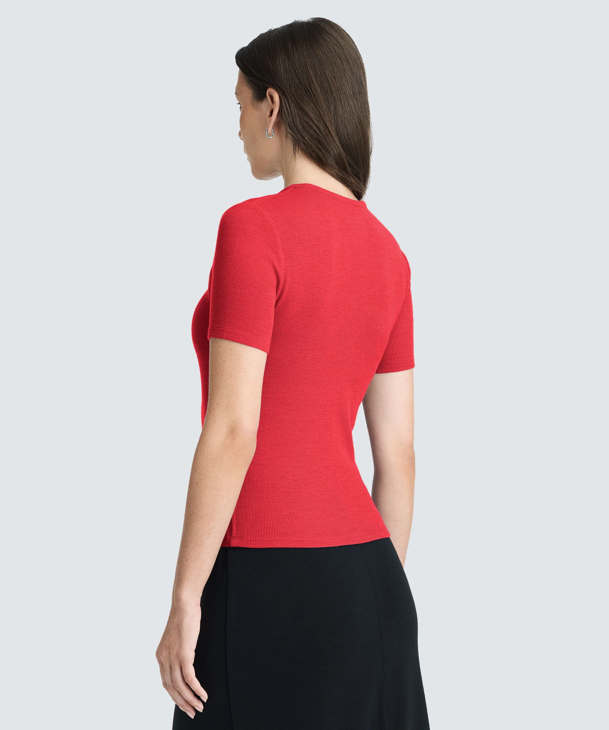 Women's Rib Fitted Crew Neck T-Shirt - Image 45