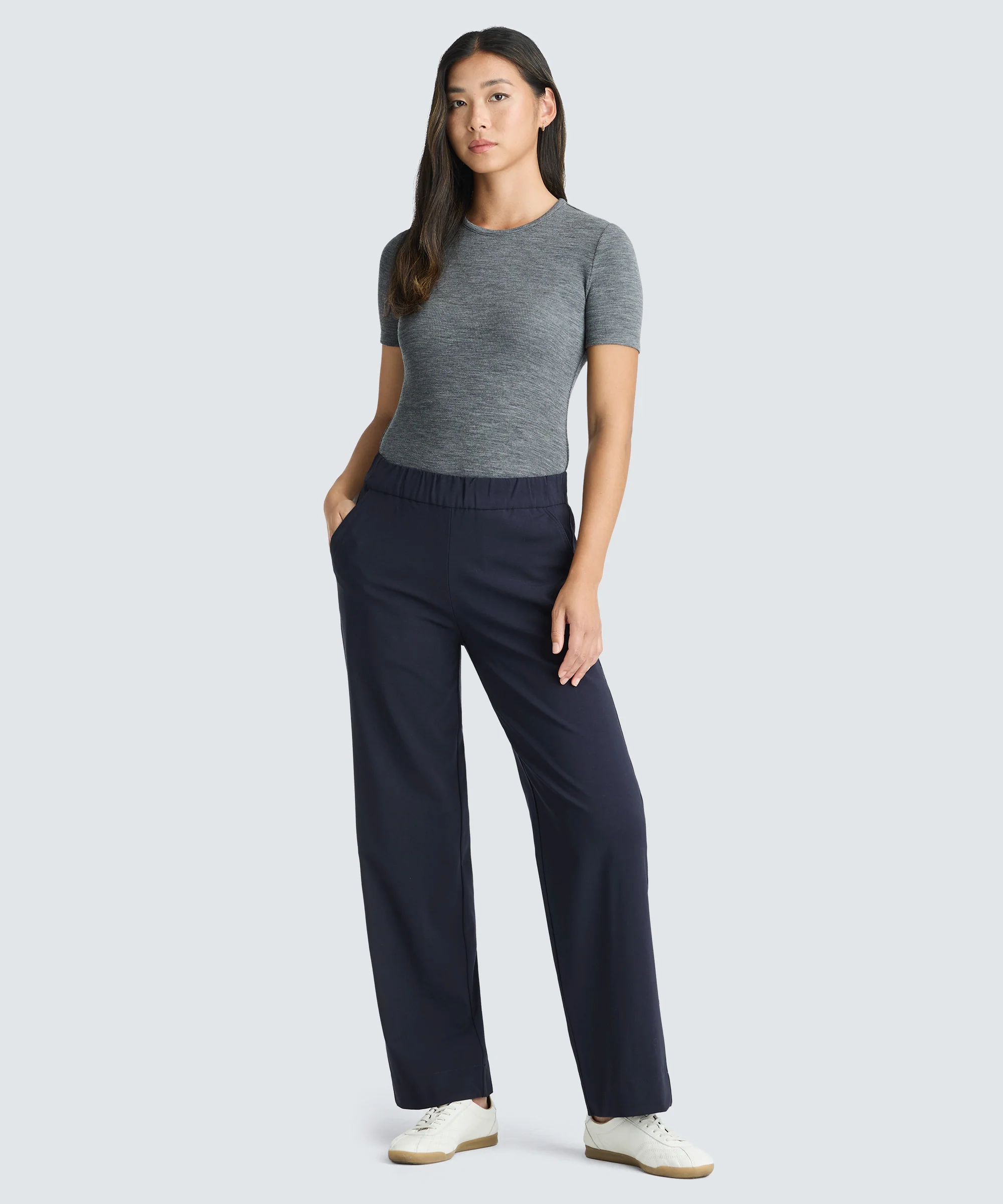 Women's Rib Fitted Crew Neck T-Shirt - Image 49