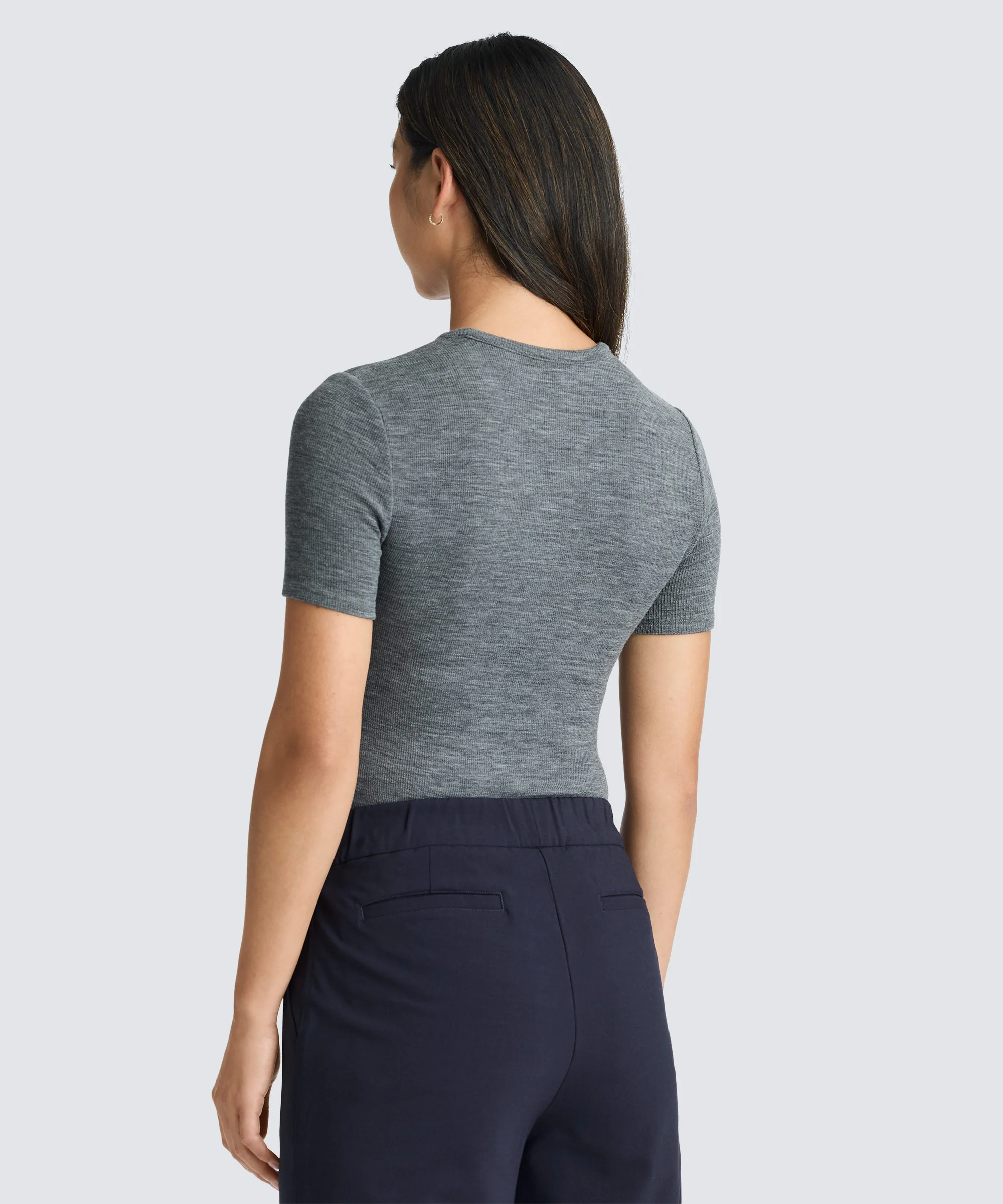 Women's Rib Fitted Crew Neck T-Shirt - Image 51