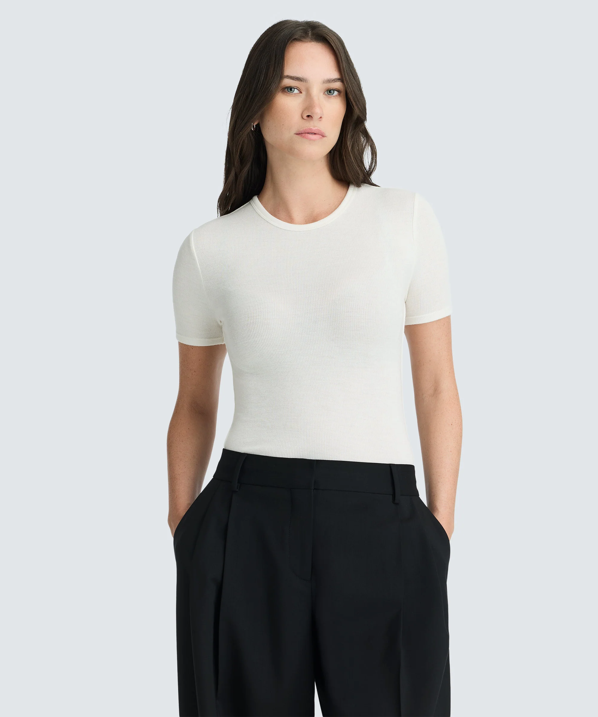 Women's Rib Fitted Crew Neck T-Shirt - Image 7