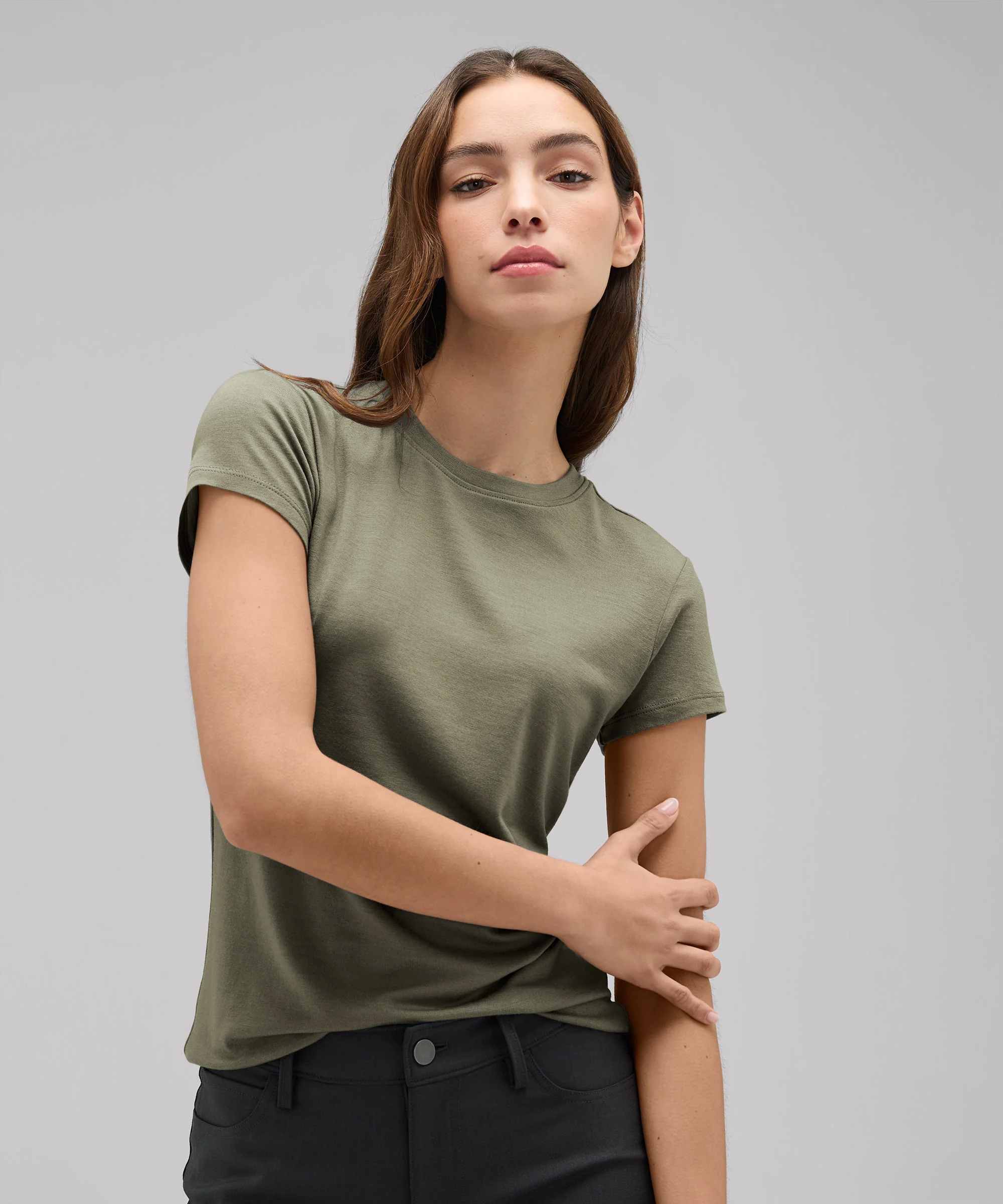 Women's Slim Merino Crew Neck T-Shirt - Image 17