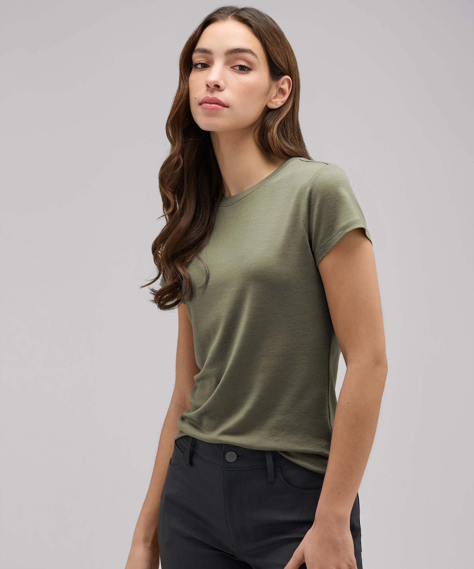 Women's Slim Merino Crew Neck T-Shirt - Image 19