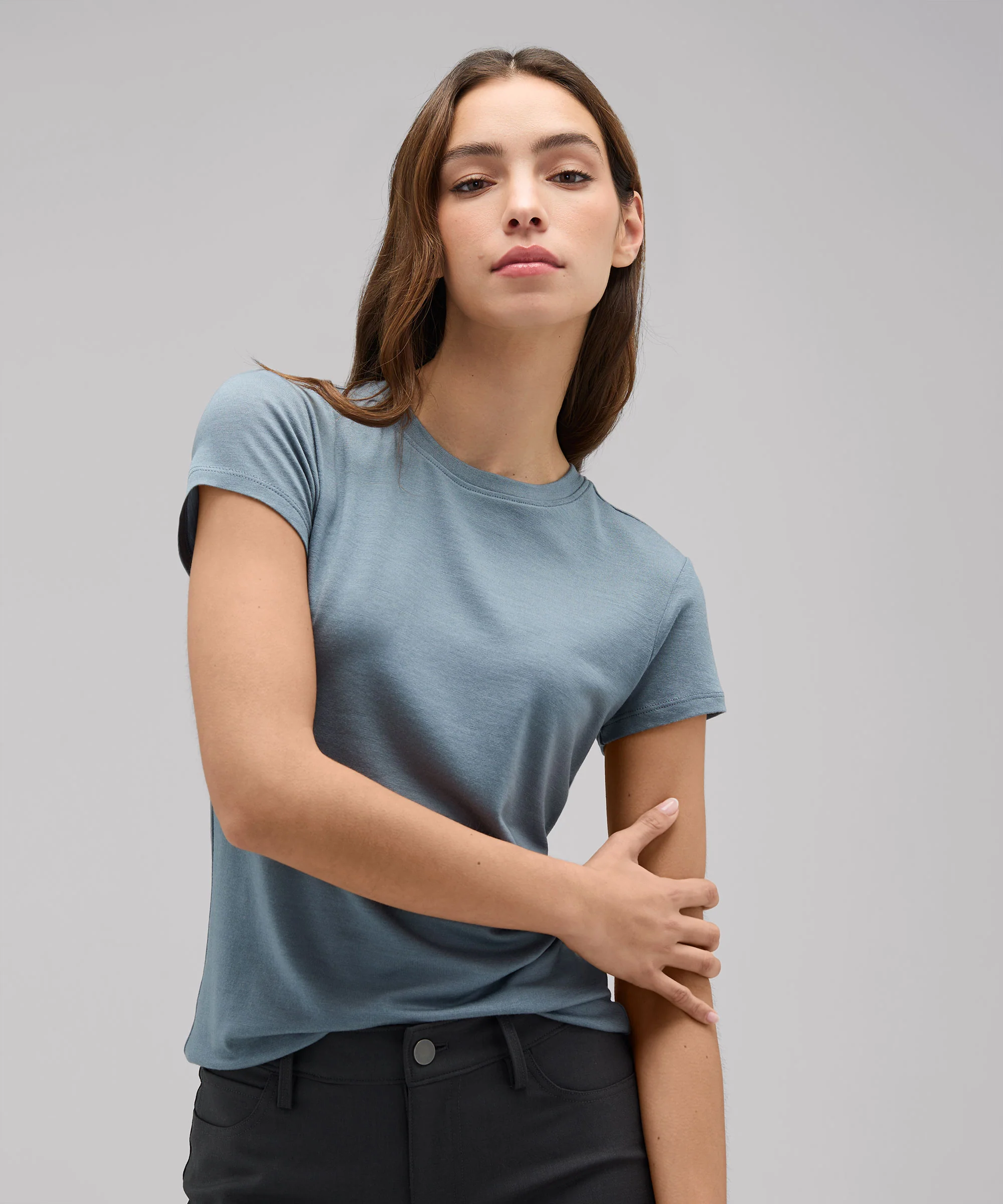 Women's Slim Merino Crew Neck T-Shirt - Image 28