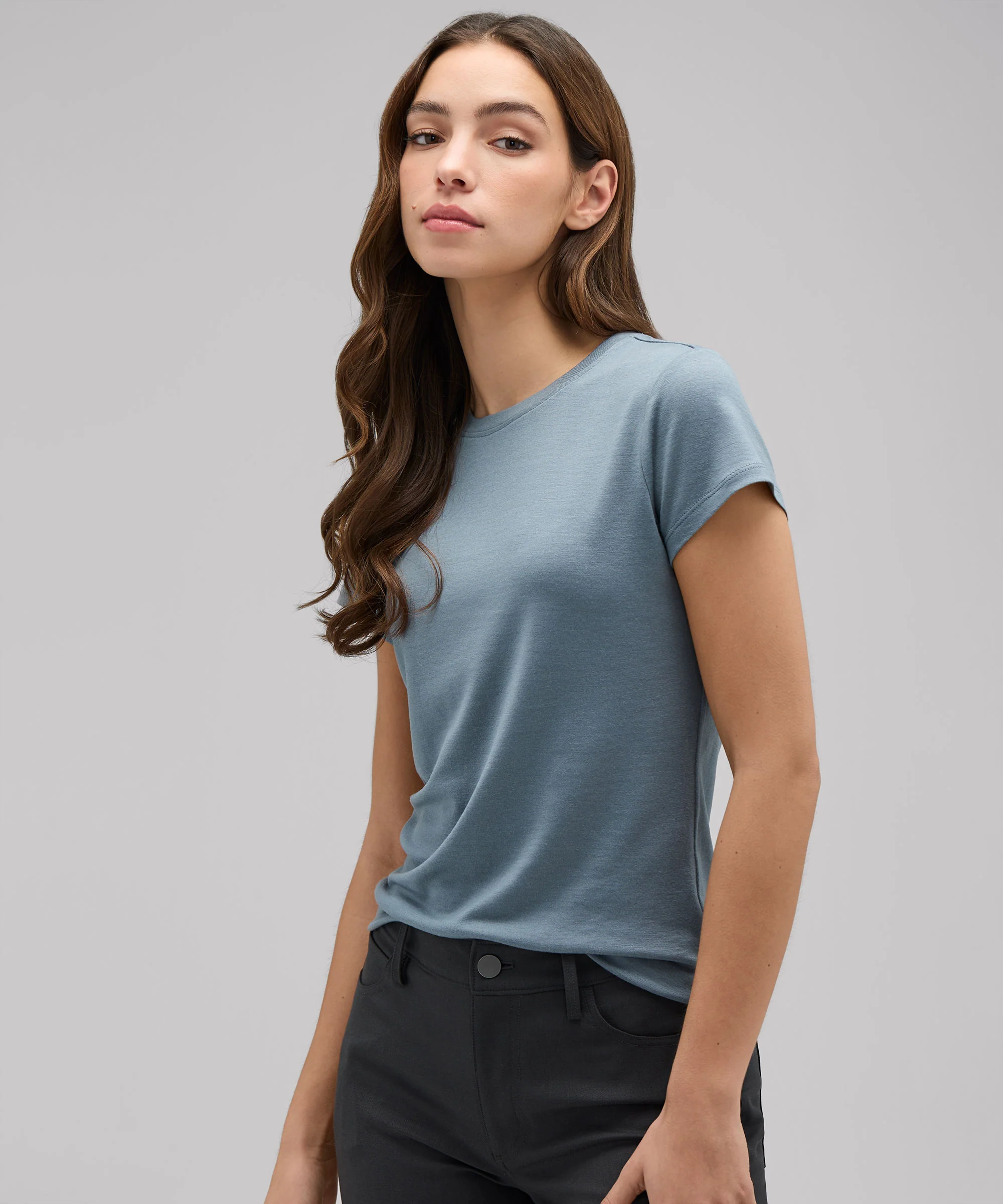 Women's Slim Merino Crew Neck T-Shirt - Image 30