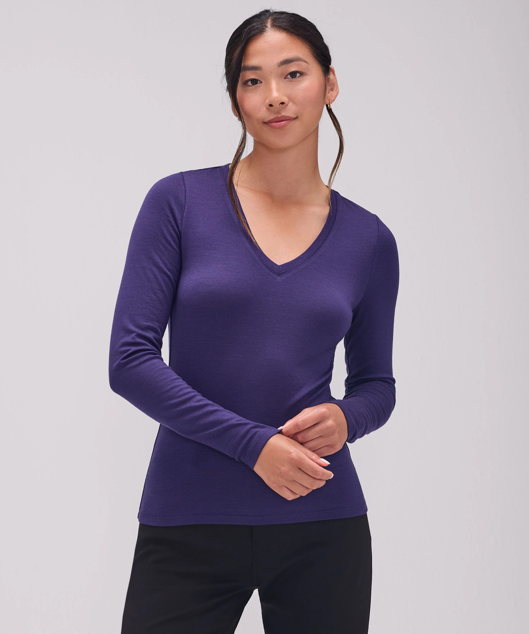 Women's Slim Merino Long Sleeve V-Neck - Image 11