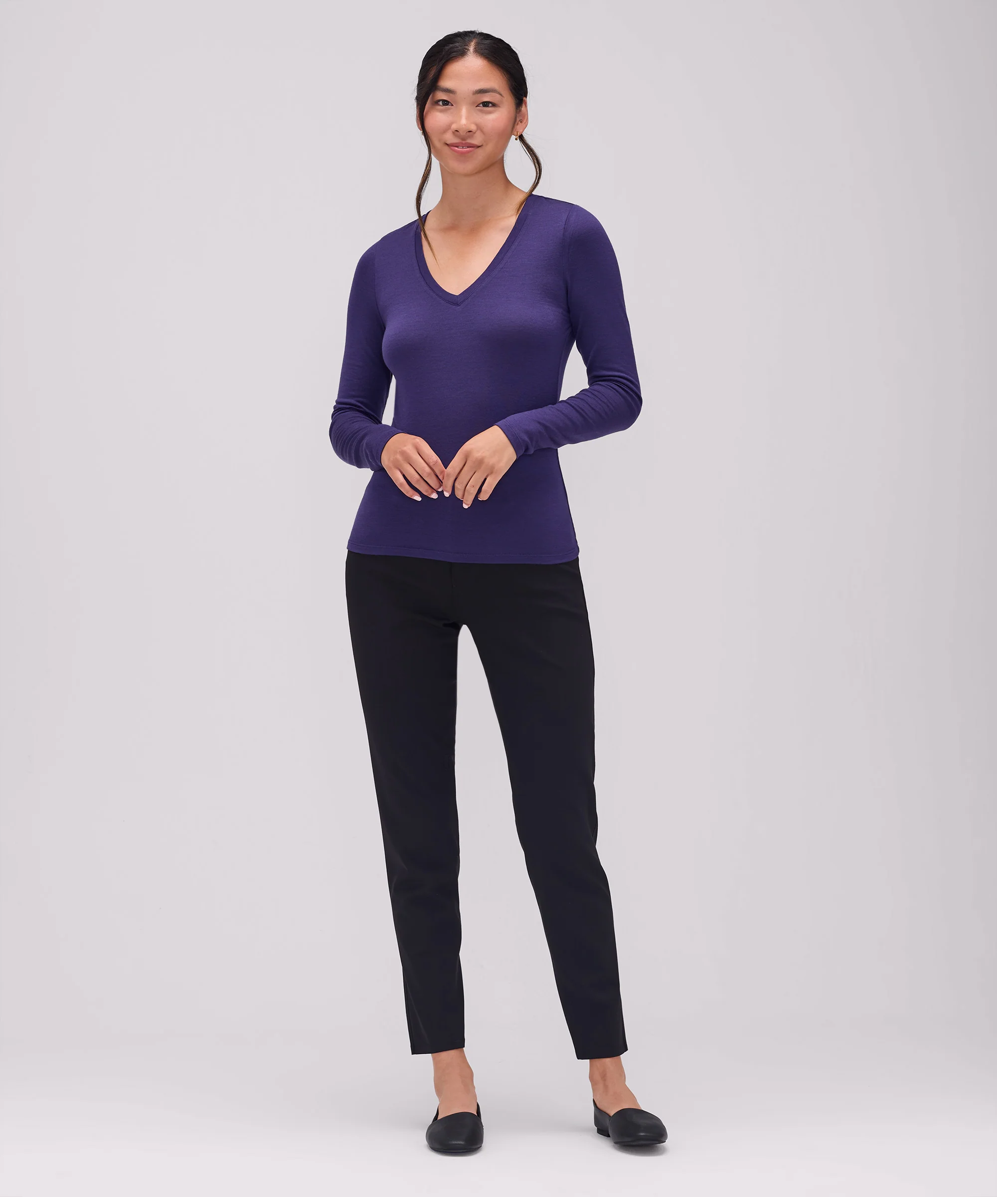 Women's Slim Merino Long Sleeve V-Neck - Image 12