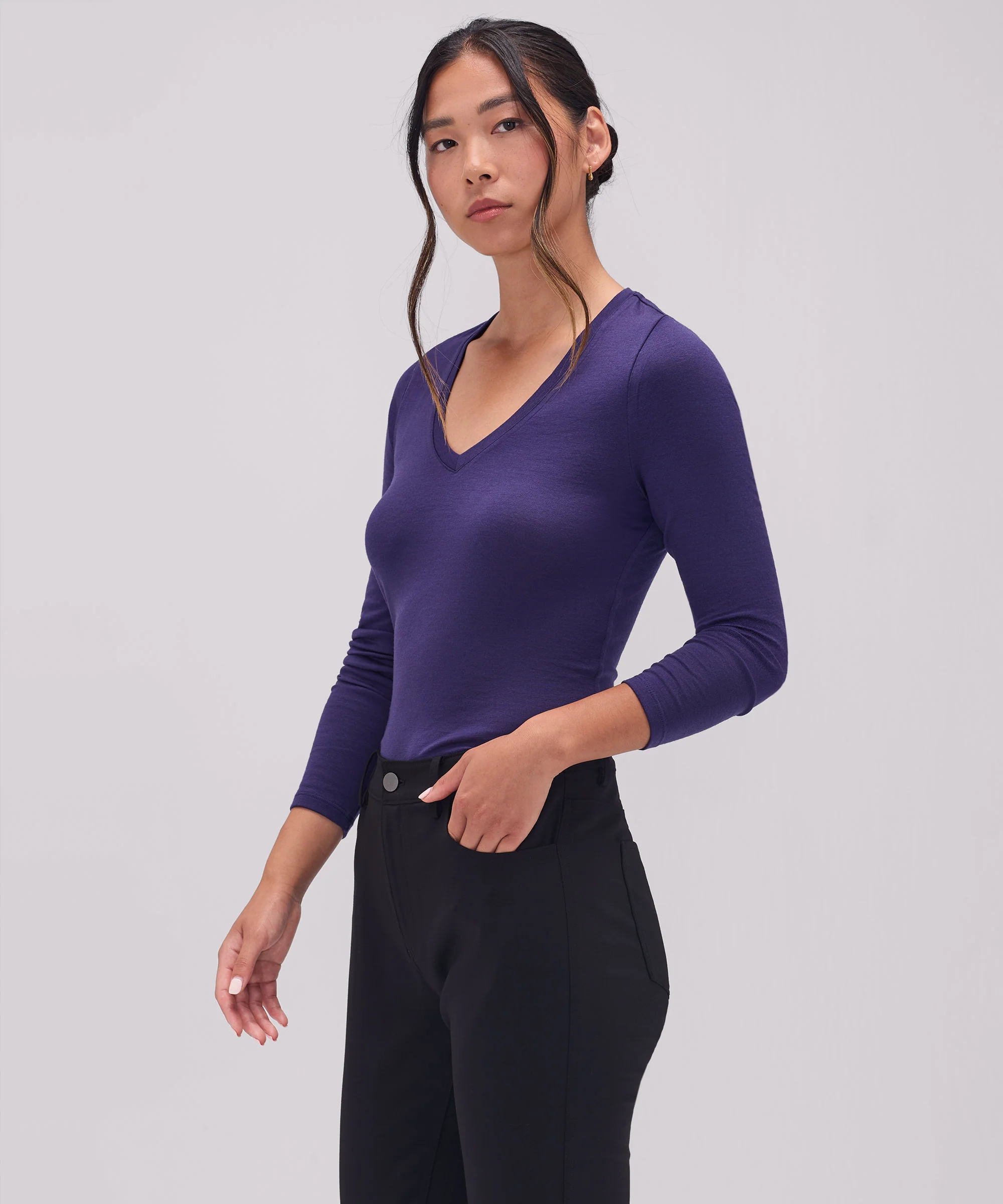 Women's Slim Merino Long Sleeve V-Neck - Image 14