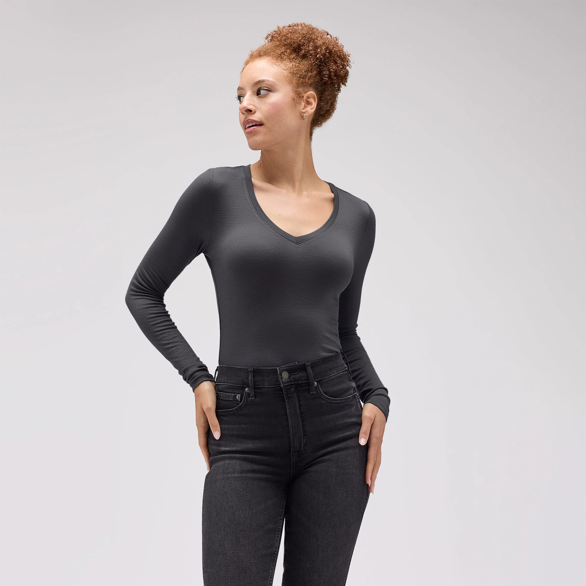 Women's Slim Merino Long Sleeve V-Neck - Image 20