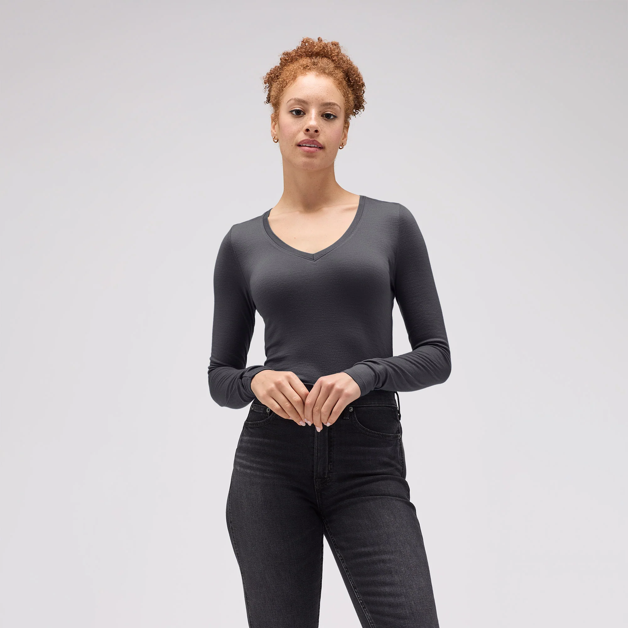 Women's Slim Merino Long Sleeve V-Neck - Image 22