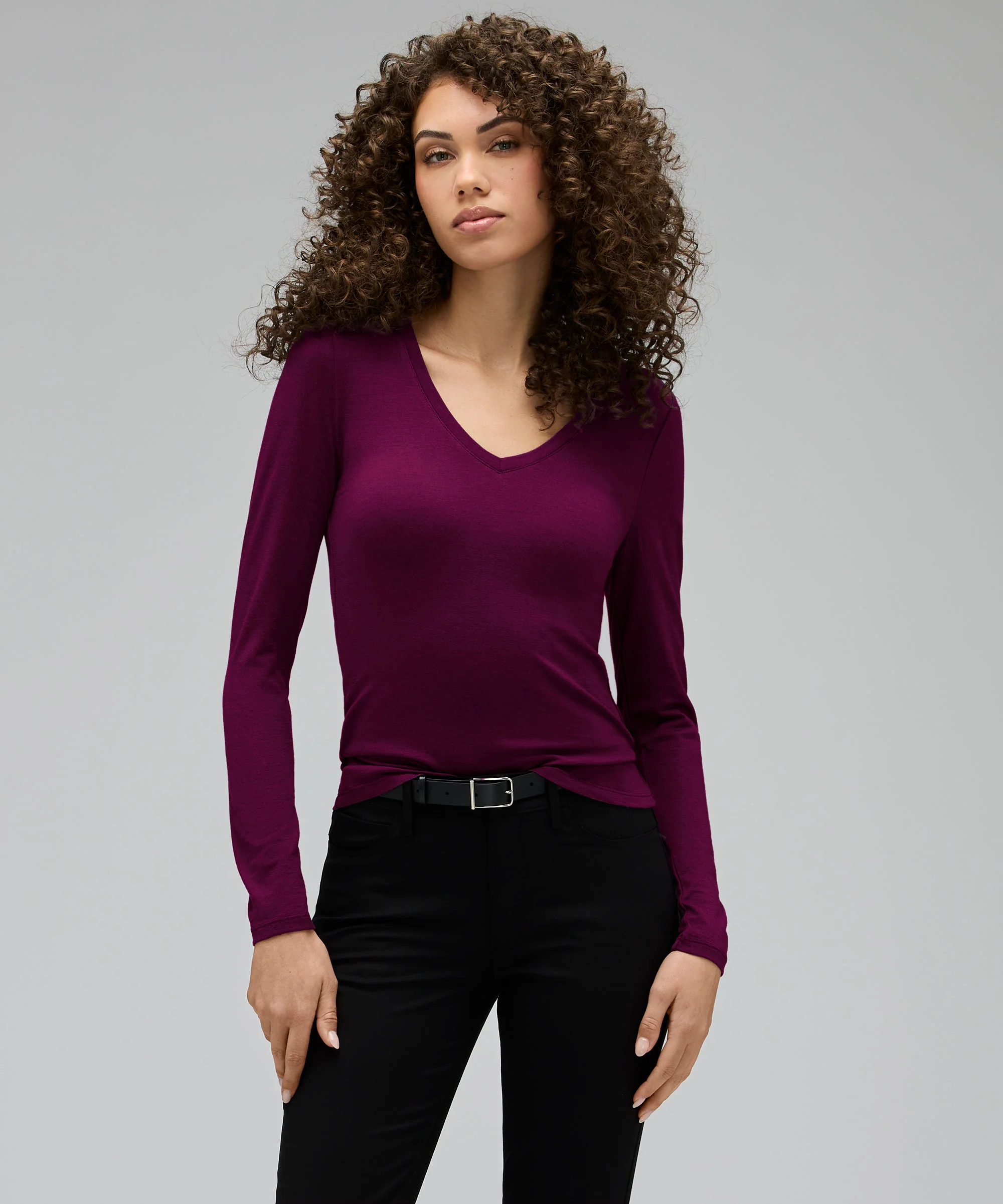 Women's Slim Merino Long Sleeve V-Neck - Image 29
