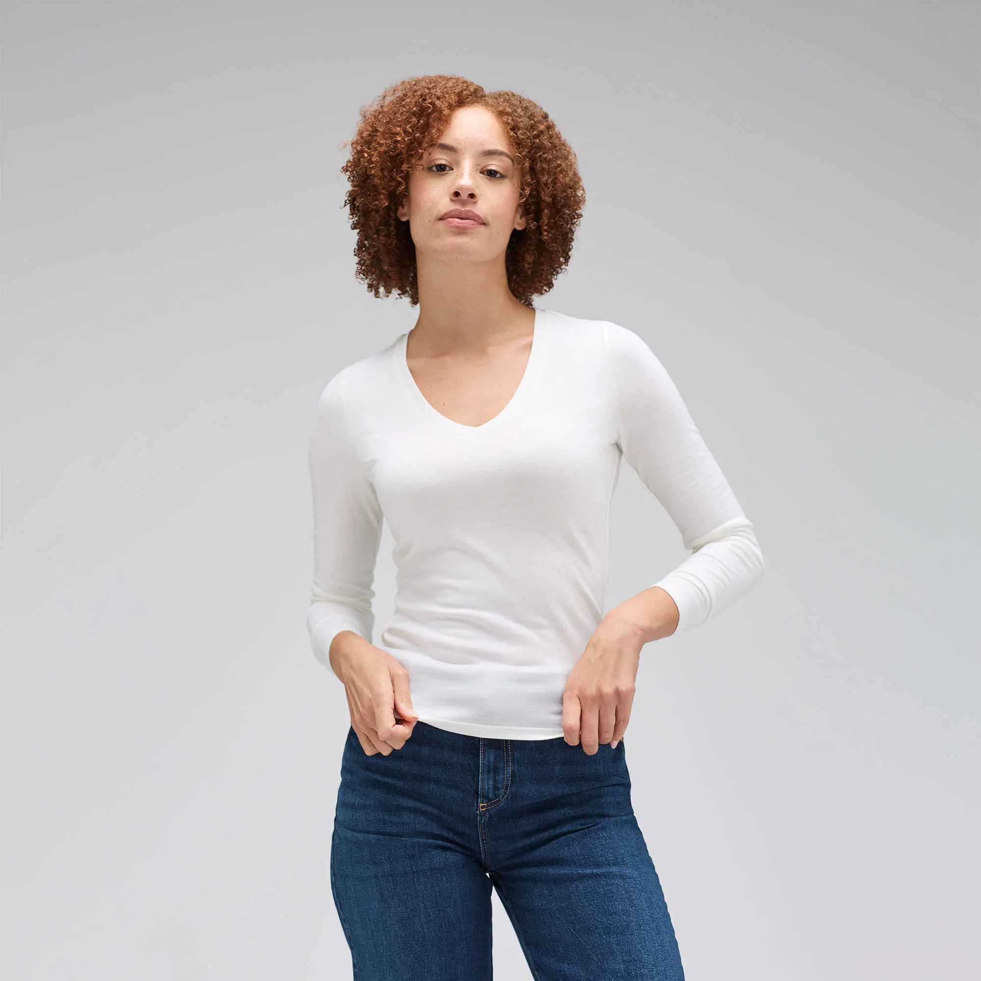 Women's Slim Merino Long Sleeve V-Neck - Image 6
